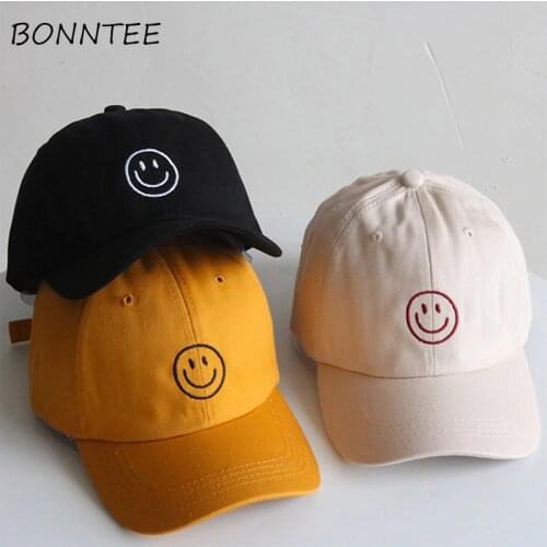Women Caps All-match Adjustable Casual Smile Embroidery Sun Shading Baseball Caps Womens Daily Chic Korean Style Hip-hop Kawaii