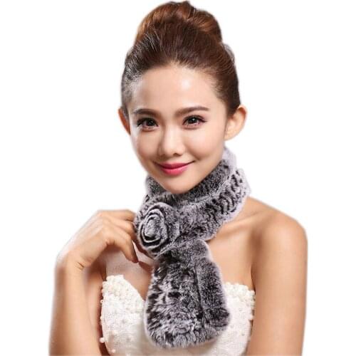 Classic Style Women Winter Scarves Wraps Handmade Real Rex Rabbit Fur Neck Scarf Ladies Warm Fur Winter Scarfs Female 85*10cm