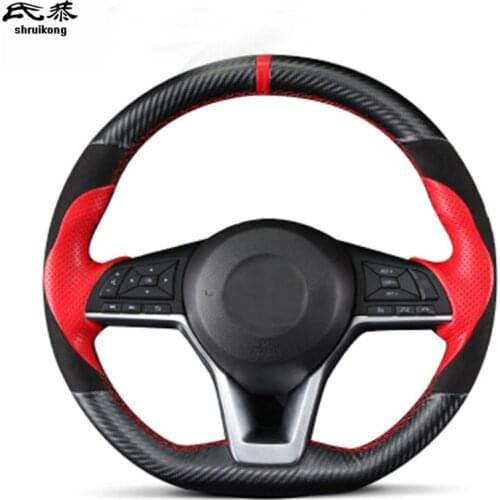 Free Shipping Hand sewing Carbon fiber leather steering wheel decoration cover for 2017 2018 2019 Nissan X-trail T32