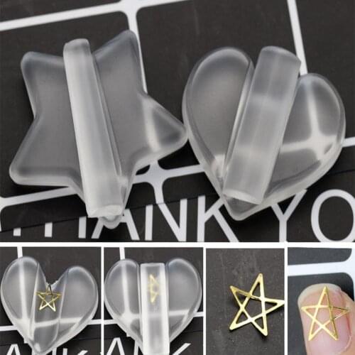 1Pc Star/Heart Shape Nail Art Metal Slice Rivet Embossed Mold Metal Frame Bend Curve Making Model DIY Manicure Tool