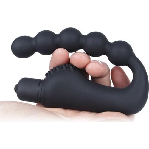 10 Speeds Vibration Prostate Massager 5 Pull beads chain Anal Plug Silicone Dildo Anal G-spot Vibrator Erotic Toys U Vibrating