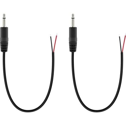 2 Pack 10 inch)3.5mm Male Plug to Bare Wire, Used for Connector Replacement Audio Cable Repair