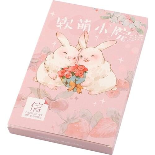 4packs/lot Rabbit and Curl up cat Cartoon image Birthday Letter Envelope Gift Card Index Card