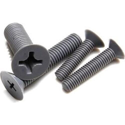 50pcs M6 PVC Nylon Cross Countersunk Head Screws Gray Flat Head Bolt Plastic Bolts Insulated Screw 12mm-30mm Thread Length