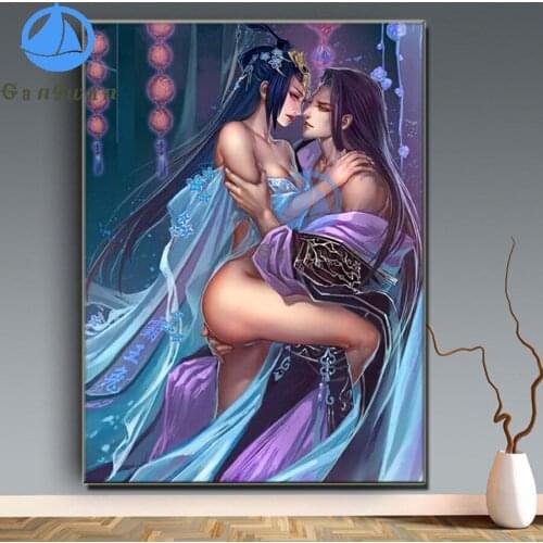 5D Diy Diamond Painting Ancient man and woman Full Square/Round Diamond Embroidery couple art Home Decor Mosaic Christmas Gift