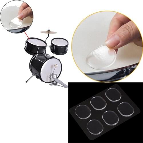 6pcs/set Snare Drum Mute Pad Drum Damper Gel Pads Snare Tom Drum Muffler Mute Transparent Percussion Instrument Accessories
