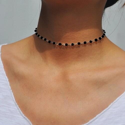 78MM 2021 New Rosary Necklace Korean Women Golden Temperament Charm Beaded Clavicle Chain Vintage Cheap Jewelry Gift