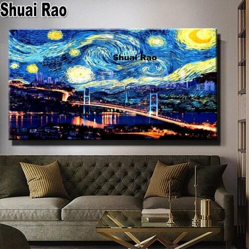 Abstract City Night landscape diamond embroidery 5d diy diamond painting cross stitch full square round drill Famous painting