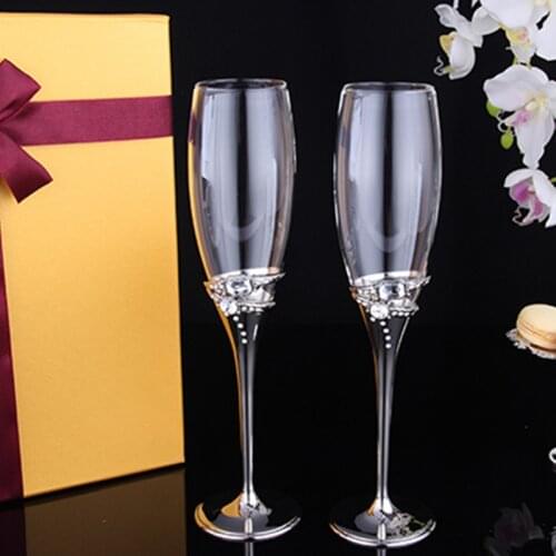 Fashion red wine cup silver metal crystal glass Large hanap wine cup champagne glass gift box set