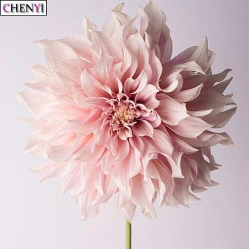 CHENYI Full Drilling Diamond Embroidery DIY 5D Diamond Painting Pink Flowers Needlework Mosaic Rhinestone Living Room Decoration
