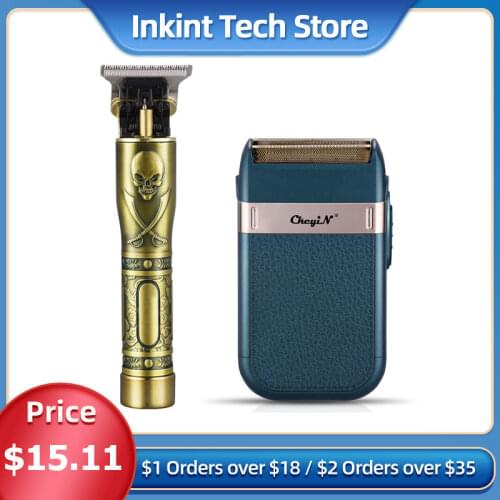 Ckeyin Professional Barber Hair Clipper Rechargeable Electric T-Outliner Finish Cutting Machine Cordless Beard Trimmer Shaver