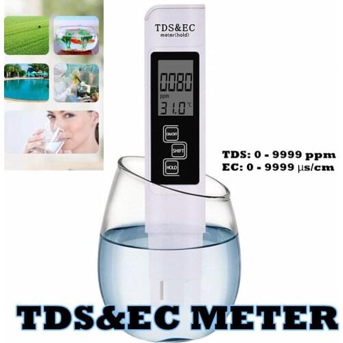 3 In 1 TDS EC Meter Temperature Digital LCD Tester Pen Water Purity Filter 4Different Modes Water Meter Testing Pen Level Tester