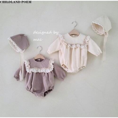 Baby Girls Clothes Spring Newborn Baby Romper Jumpsuit Lace Princess Toddler Baby Bodysuit Overalls Girl Romper With Hat