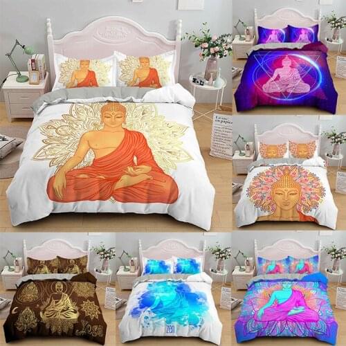 Buddha Bedding Set Twin Queen King Size Comforter Duvet Quilt Cover and Pillowcase Soft Bedclothes