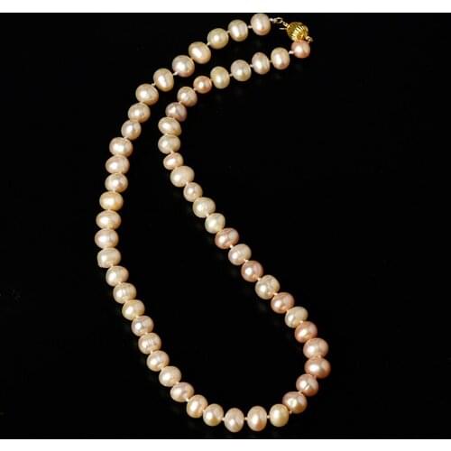Short sized 1 rows Having a circle and an ellipse Combination 9-10 MM Freshwater unique Pearl Necklace