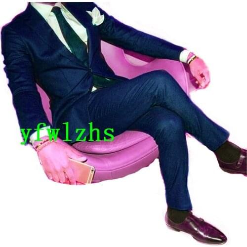 Handsome Groomsmen Peak Lapel Groom Tuxedos Wedding Dress Men Suits Blazer Prom Dinner (Jacket+Pants+Tie) K311