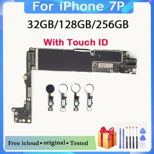 Good Working for iphone 7 Plus 5.5inch Motherboard without Touch ID,Original unlocked for iphone 7Plus Logic nboard 32G 128G 256