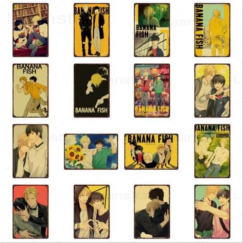 Japanese Animation Metal Plate Banana Fish Iron Sign Home Decoration Wall Art Tin Sign Iron Poster Plaque Room Decor Teenager