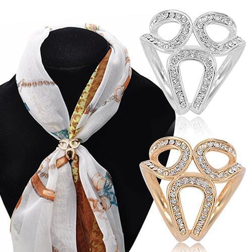 Fashion Women Silk Scarf Buckle Clip Rhinestone Garland Hoop Twine Brooch Silk Scarf Clip Buckle Holder Jewelry Gift New