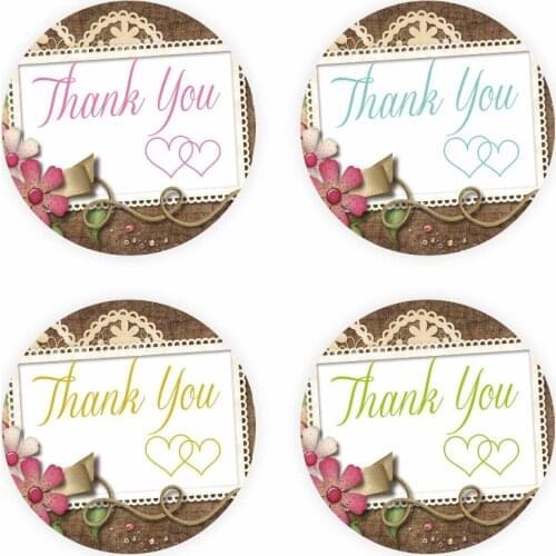 DouxArt 100pcs Thank You Stickers Labels, 40mm Double Heart Communion Baptism Wedding Favors Party Decoration Handmade Seals