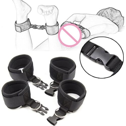 Handcuffs & Ankle Cuffs BDSM Bondage Set Restraint Open Leg No Vibrators Adult Erotic Sex Toys For Women Couples Sex Products