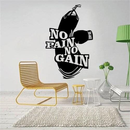 GYM No Pain No Gain Wall Sticker Sport Fitness Home Decor Extreme Sport Removable Vinyl New Art Design YT3306