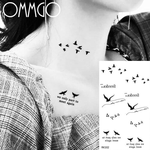 OMMGO Small Black Motto Temporary Tattoo Sticker Finger Neck Fake Tattoos Waterproof DIY Letter Words Quotes Tatoo For Women Men