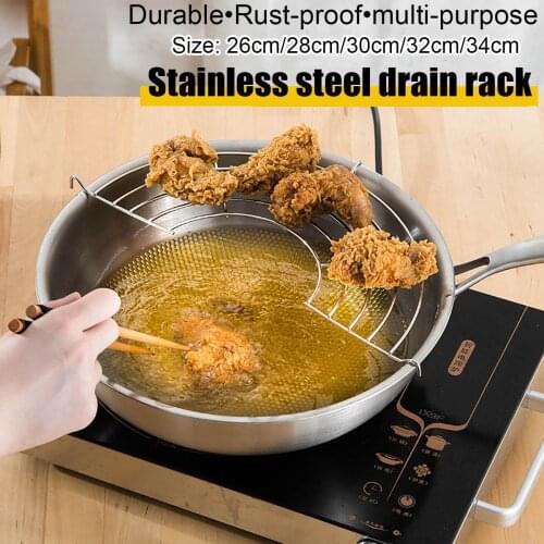 Stainless Steel Semi-circular Oil Drain Rack Frying Pan Rack Steam Rack Frying Holder Kitchen Tools 26cm/28cm/30cm