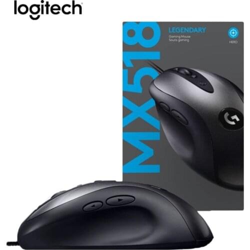 Original Logitech MX518 Wired Gaming Mouse HERO Sensor 16000DPI Classic LEGENDARY Mouse 8 Programmable Buttons for Gamer