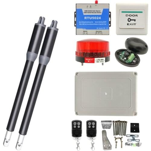 200KG Electric Swing Gate Opener Motor Remote Control Swing Door Driver with GSM 2G RTU5024 Push Button Warning Light Sensor