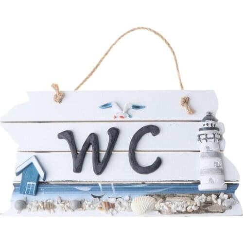 Mediterranean Style Carved WC Doorplate Wooden Door Sign Plaque Hanging Toilet U2JC