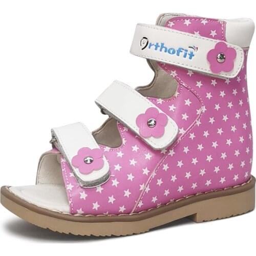 Toddles Girls Genuine Leather Sandals Lovely Orthopedic Summer Shoes For Baby Kids New Design Flower Kindergarten Footwear