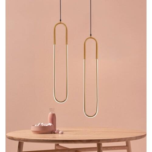 Nordic minimalist bar small chandelier Postmodern minimalist bedroom bedside U-shaped creative single-head coffee restaurant