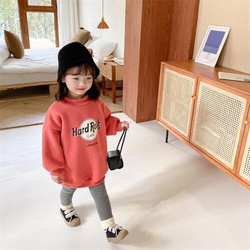 Girls' Hoodies Sweatshirts Kids Outwear 2021 Long Velvet Thicken Warm Winter Autumn Cotton Fleece Plus Size Childrens Clothing