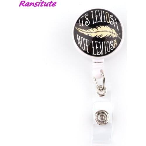 R2086 1pcs Hot Sales Creative Feather Retractable Badge Reel Clip Student Kids Exquisite Ic Card Fashion Badge Holder Jewelry