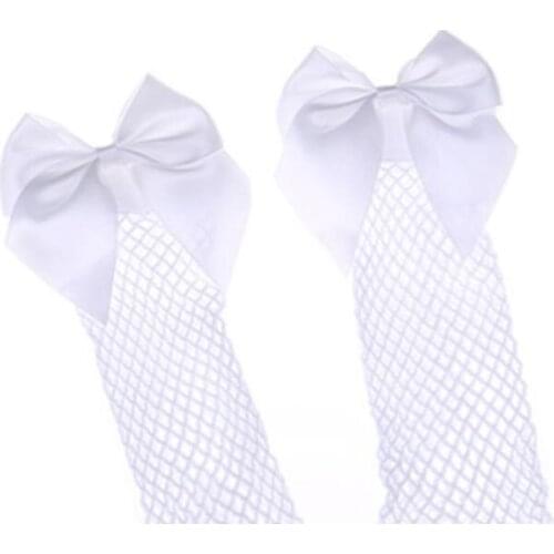 Girls Ankle High Socks Women Fishnet Mesh Fish Net Short Socks with Bownot 57BF