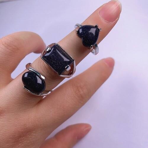 20Pcs/pack Wholesale Mix-style Natural Stone Ring Blue Stand Stone Ring Charms For Elegant Women Love Romantic Gift