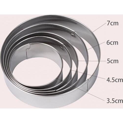 5Pcs/Set Multifunctional Stainless Steel Round Biscuit Mold Cookie Cutter Kitchen Accessories for Cutting Cookies