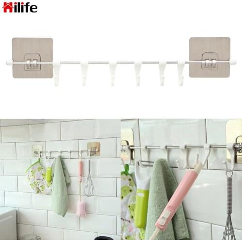 6 Hooks for kitchen Kitchen Gadgets Strong Self Adhesive Pantry Chest Tools Towels Hanger Home Organizer Storage Rack Cupboard