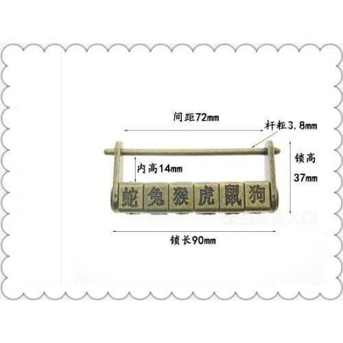 A028 Furniture accessories Mini small antique lock box cross open padlock Chinese ancient locks Zinc alloy