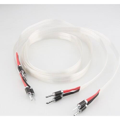 Audiocrast Pair HiFi Audio Speaker Cable OCC Silver Plated Speaker Wire Carbon Fiber Banana Plug