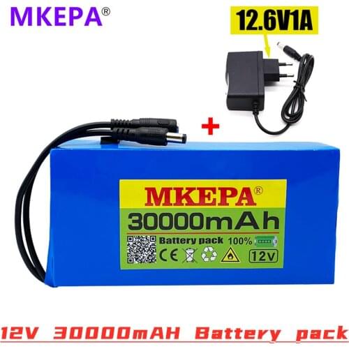 Free Shipping 100% Latest Upgrade 12v 30000mAh Lithium-ion Battery Pack DC 12.6V 30Ah Battery with EU Plug+charger