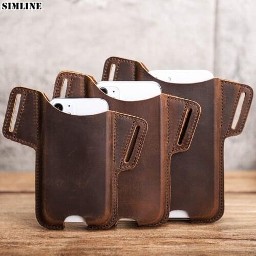 Genuine Leather Cellphone Belt Bag For iPhone 12 Pro Mini Max 5.4" 6.1" 6.7" Mobile Phone Pouch Case Holder Holster Waist Pack