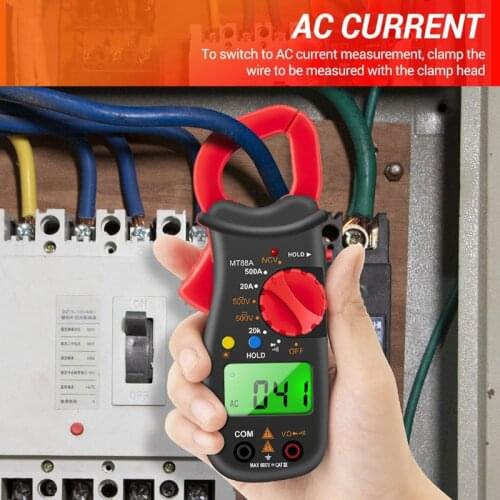 MT88A 1999 Digital Clamp Multimeter Meter 1999 Counts 500A AC Current AC DC Voltage NCV Test with backlight