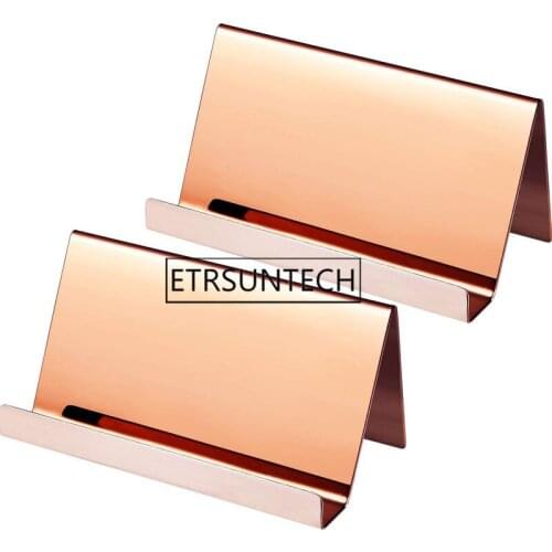 50pcs Stainless Steel Business Cards Holders Desktop Card Display Business Card Rack Organizer Rose Gold Silver