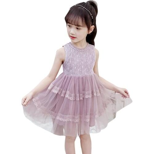Girls Pricness Dress Lace Flora Dress For Girl Mesh Party Dress Child Cute Style Girls Summer Clothing