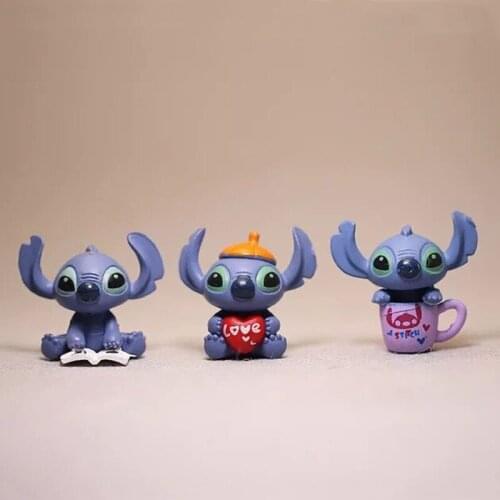 3Pcs Disney Lilo & Stitch 3cm mini Action Anime Doll PVC Action Figures Toys For Kids Gifts