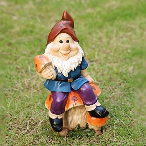 Dwarfs Figures Cake Kids Lovely Birthday Gifts Miniature Garden Gnome Garden Dwarf Picking Mushrooms Resin Figurines Decoreation