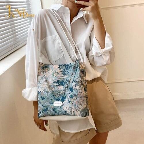 Canvas Shopping Shoulder Bags For Women High Quality Women Shoppers Shoulder Purse Fashion Cotton Totes Bag Luxury Female Packs