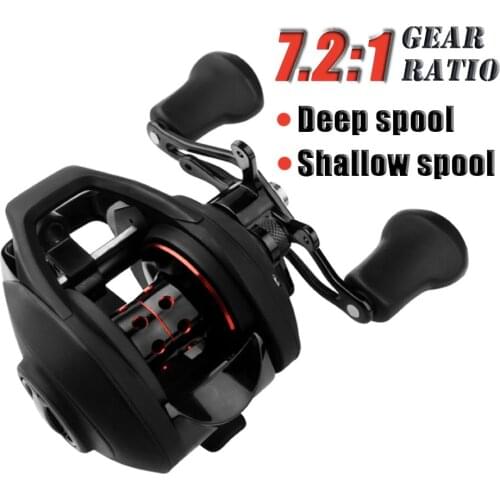 Deep/Shallow Spool Fishing Baitcasting Reel 7.2:1 Speed 12+1BB Freshwater Saltwater Fishing Wheel Casting Reel 5.5KG Max Drag
